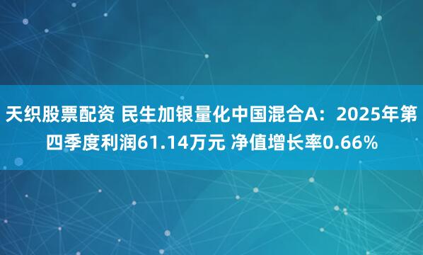 天织股票配资 民生加银量化中国混合A：2025年第四季度利润61.14万元 净值增长率0.66%